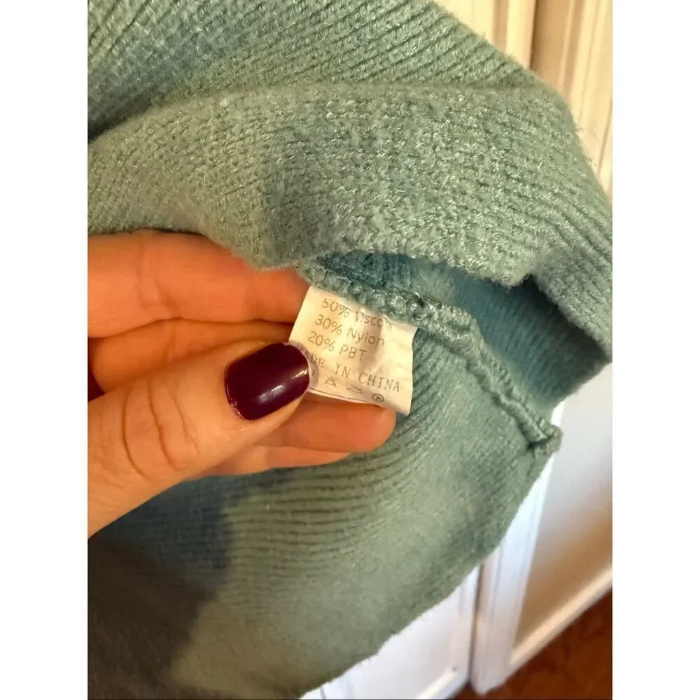 Amazon mint green ribbed cowl neck oversized tunic sweater small
